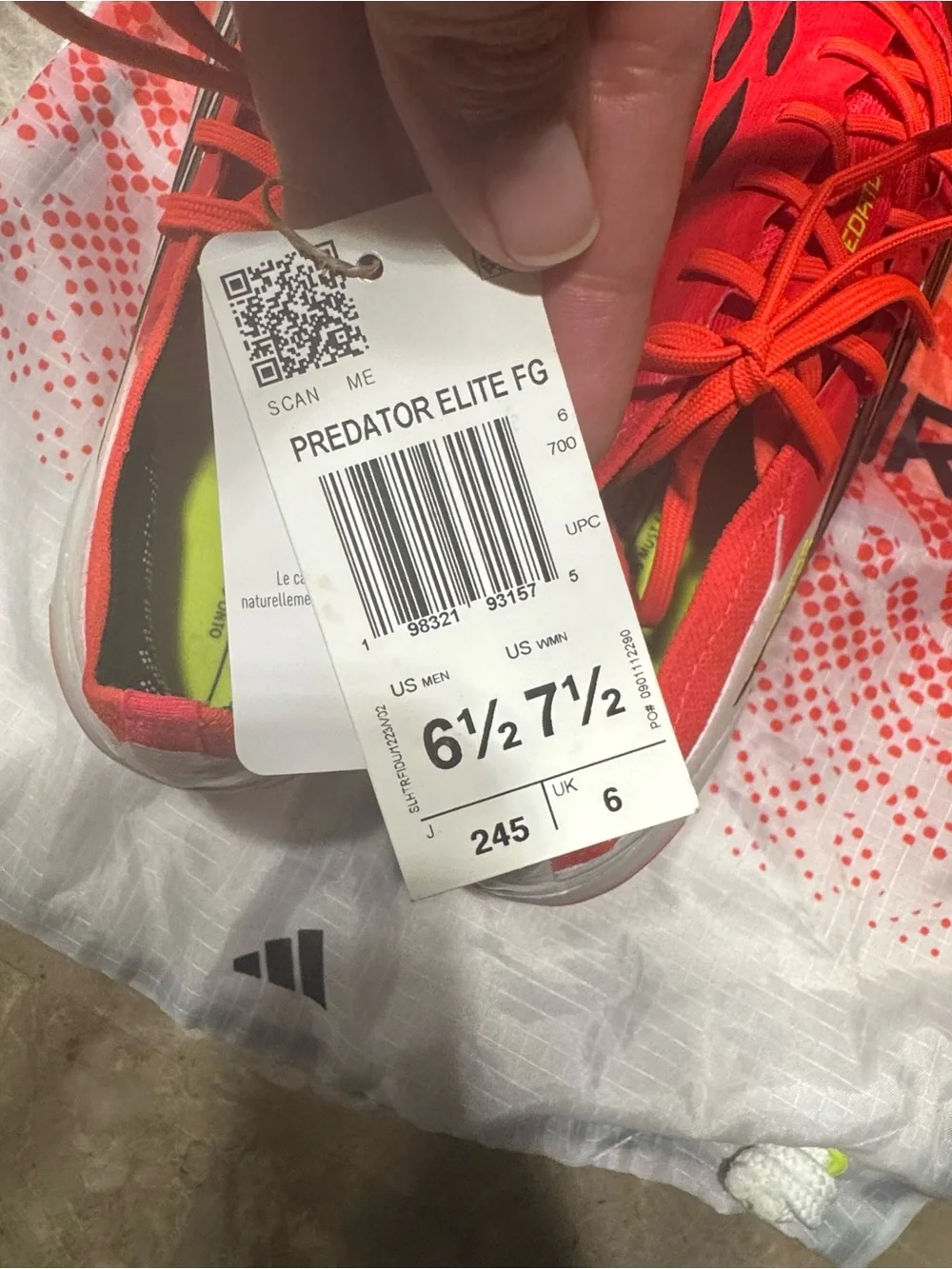 New adidas Predator Elite Fold-Over Tongue Firm Ground Soccer Cleats.